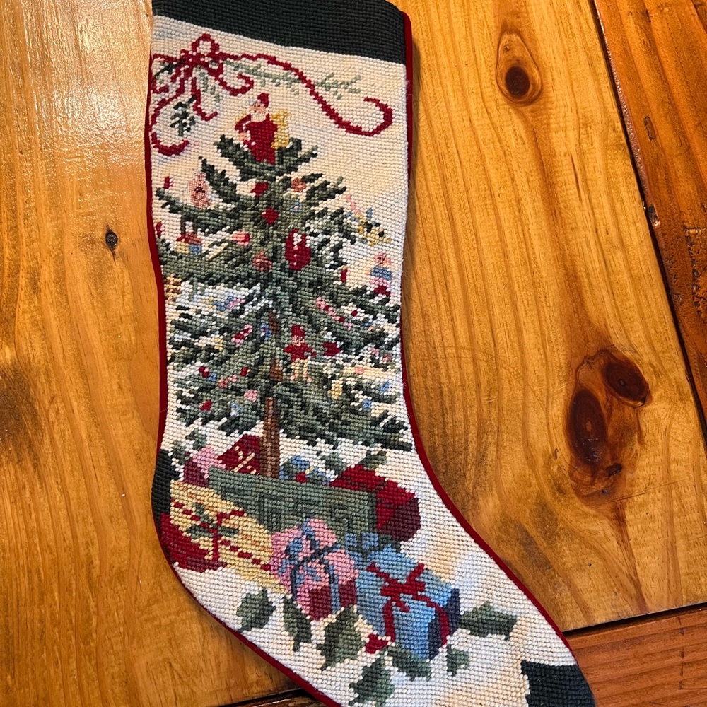 Vintage needle point Christmas stocking